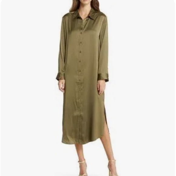 Adrienne Landau Dresses & Skirts - Adrienne Landau onyx olive green satin dress